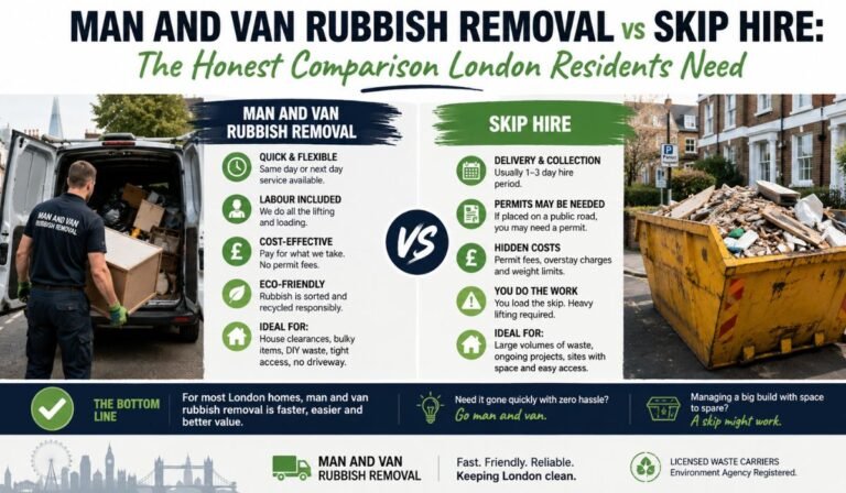 Man and Van Rubbish Removal vs Skip Hire: The Honest Comparison London Residents Need Man and Van Rubbish Removal vs Skip Hire: The Honest Comparison London Residents Need