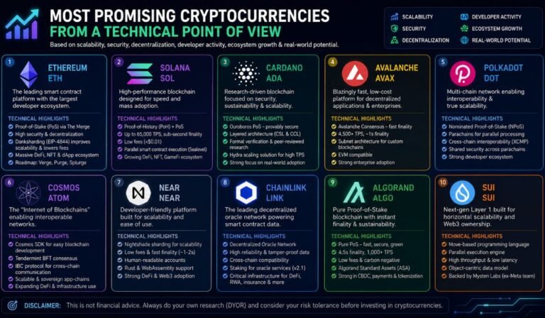 What are some of the most promising cryptocurrencies from a technical point of view?