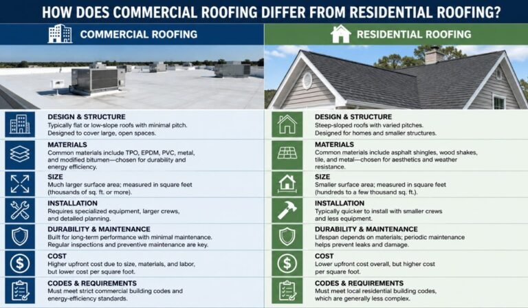 How Does Commercial Roofing Differ From Residential Roofing? How Does Commercial Roofing Differ From Residential Roofing?