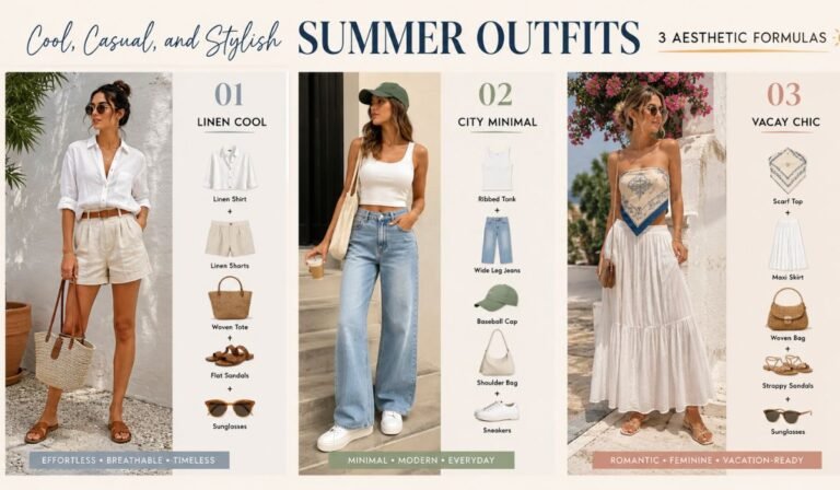 Cool, Casual, and Stylish Summer Outfits for Women: 3 Aesthetic Formulas