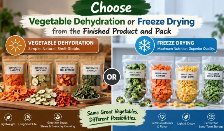 Choose Vegetable Dehydration or Freeze Drying from the Finished Product and Pack
